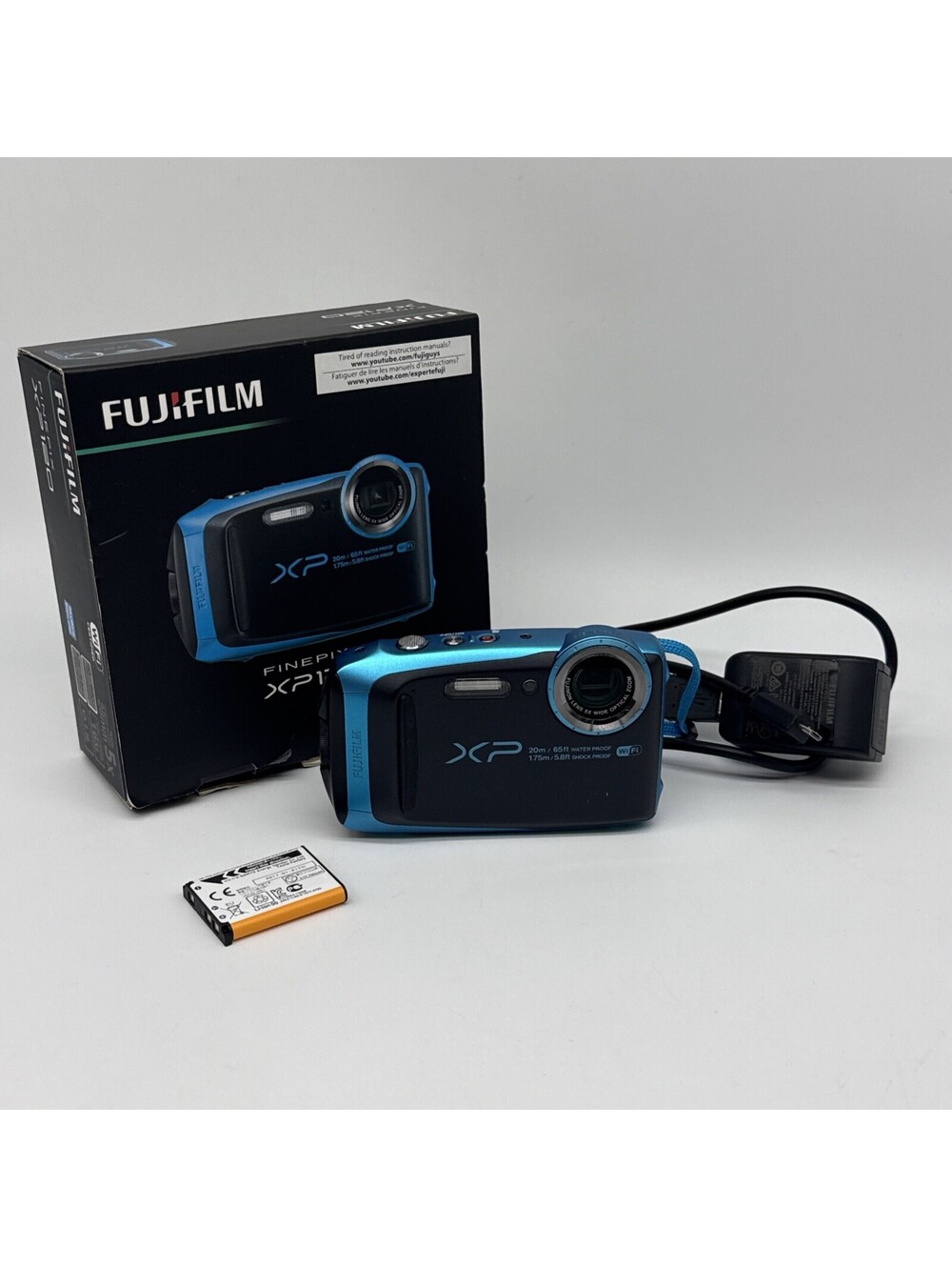 Fujifilm FinePix XP120 16MP Waterproof Digital Camera Sky Blue TESTED WORKING